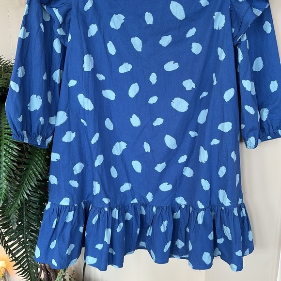 NWOT Sugarlips Odessa Dot Sammy Ruffle Drop Waist Dress Balloon Sleeves Cotton - Picture 9 of 16